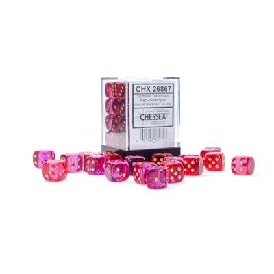 Gemini: 36D6 Translucent Red-Violet/Gold Dice Block - Trinity Hobby