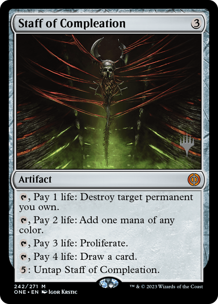 Staff of Compleation (Promo Pack) [Phyrexia: All Will Be One Promos] - Trinity Hobby