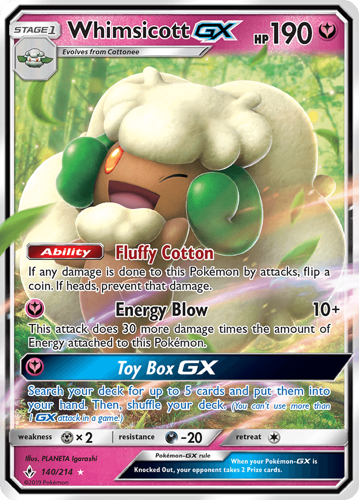 Whimsicott GX (140/214) [Sun & Moon: Unbroken Bonds] - Trinity Hobby