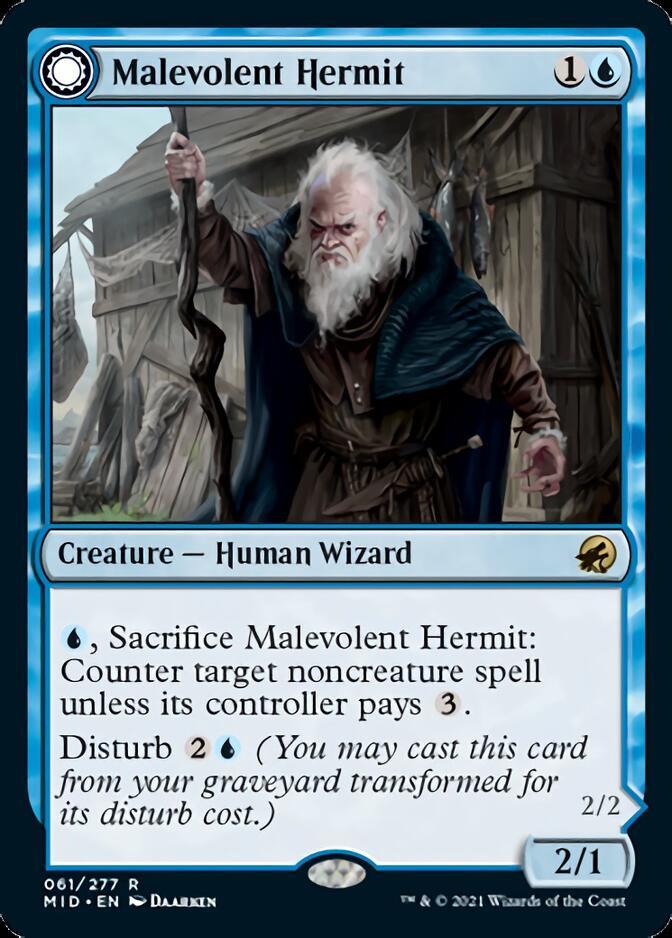 Malevolent Hermit // Benevolent Geist [Innistrad: Midnight Hunt] - Trinity Hobby