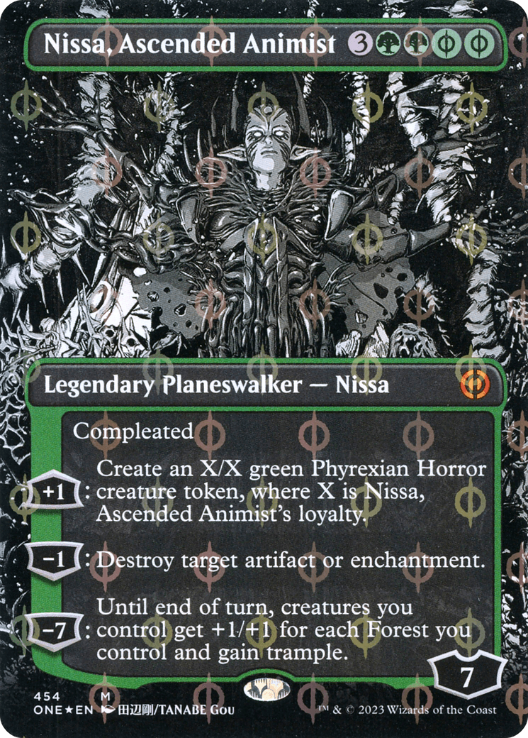 Nissa, Ascended Animist (Borderless Manga Step-and-Compleat Foil) [Phyrexia: All Will Be One] - Trinity Hobby