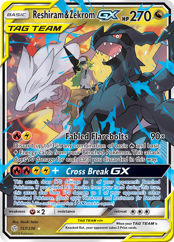 Reshiram & Zekrom GX (157/236) [Sun & Moon: Cosmic Eclipse] - Trinity Hobby