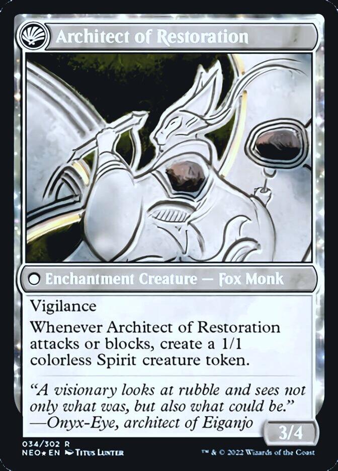 The Restoration of Eiganjo // Architect of Restoration [Kamigawa: Neon Dynasty Prerelease Promos] - Trinity Hobby