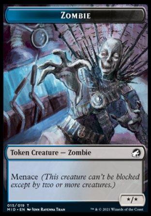 Zombie (005) // Zombie (015) Double-Sided Token [Innistrad: Midnight Hunt Tokens] - Trinity Hobby