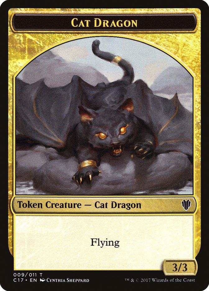 Gold // Cat Dragon Double-Sided Token [Commander 2017 Tokens] - Trinity Hobby