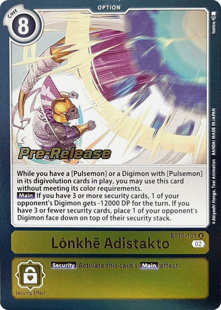 Lonkhe Adistakto [BT10-101] [Xros Encounter Pre-Release Cards] - Trinity Hobby