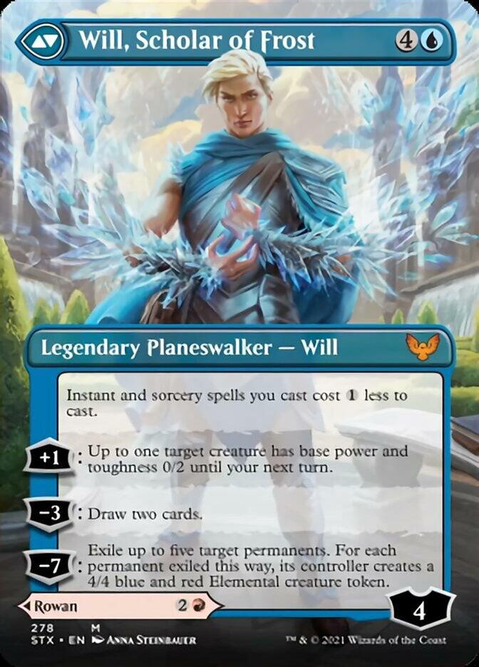 Rowan, Scholar of Sparks // Will, Scholar of Frost (Borderless) [Strixhaven: School of Mages] - Trinity Hobby