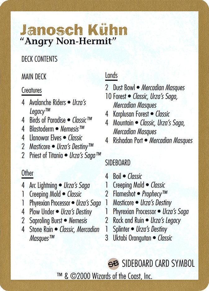 Janosch Kuhn Decklist (2000) [World Championship Decks 2000] - Trinity Hobby