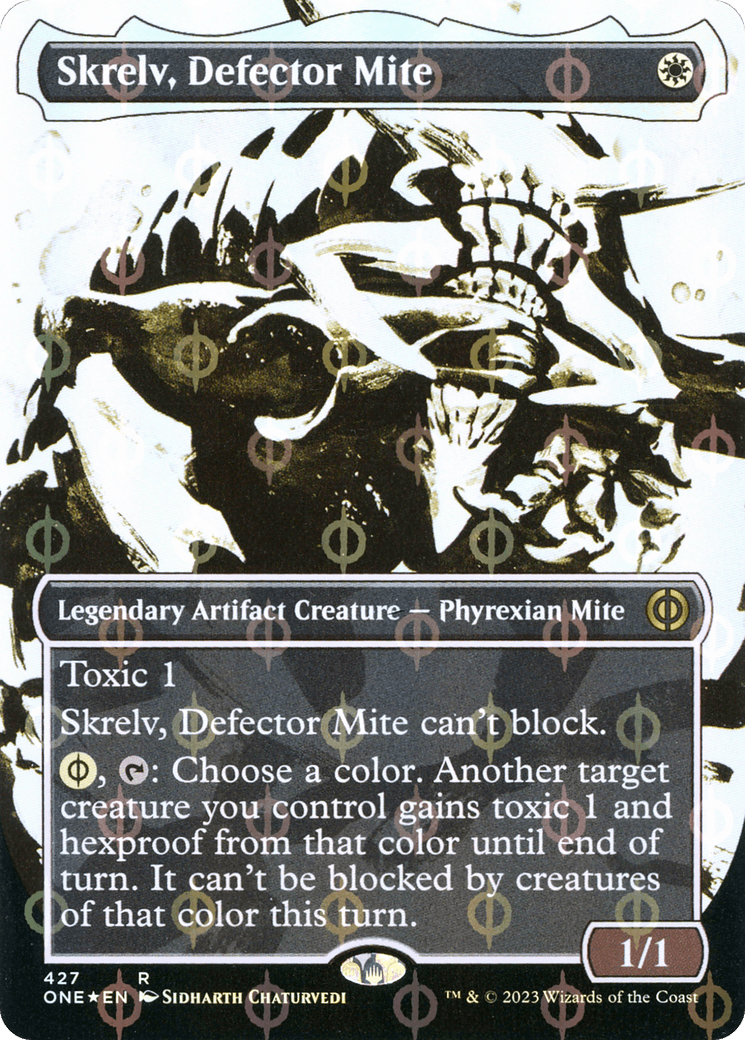 Skrelv, Defector Mite (Borderless Ichor Step-and-Compleat Foil) [Phyrexia: All Will Be One] - Trinity Hobby