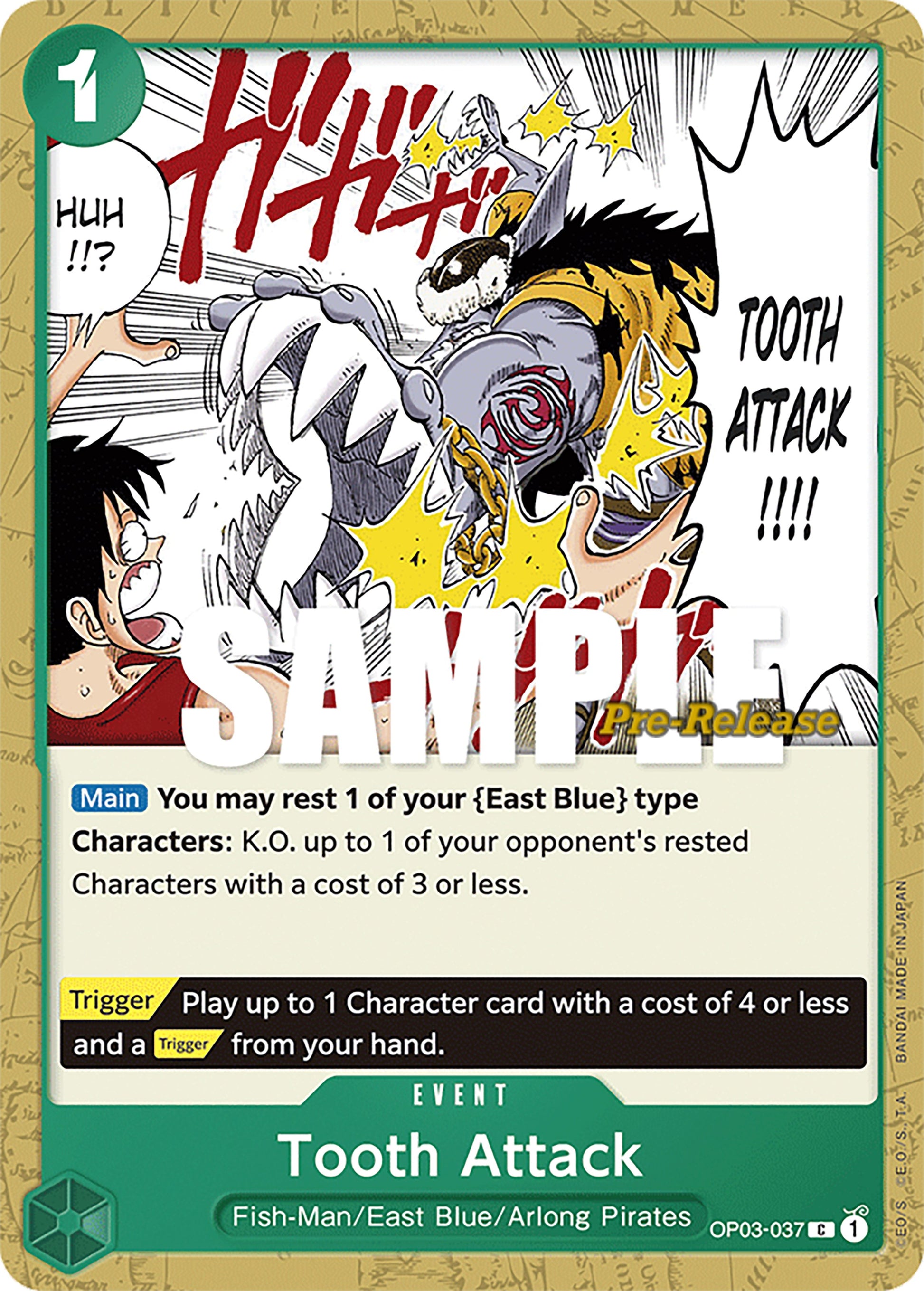 Tooth Attack (OP03-037) - [Pillars of Strength Pre-Release Cards] - Trinity Hobby