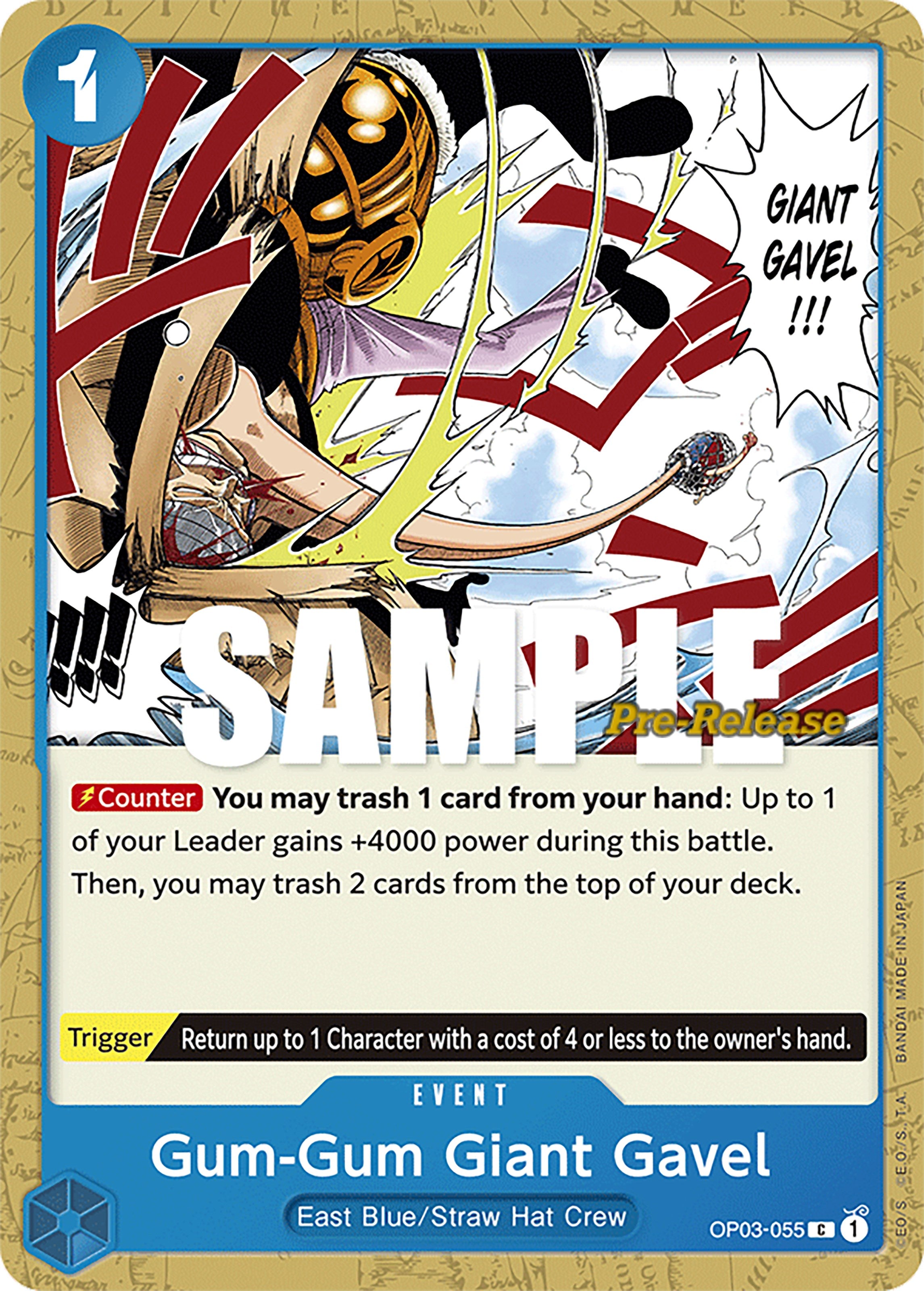 Gum-Gum Giant Gavel (OP03-055) - [Pillars of Strength Pre-Release Cards] - Trinity Hobby
