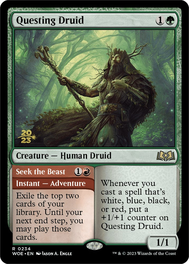 Questing Druid // Seek the Beast [Wilds of Eldraine Prerelease Promos] - Trinity Hobby