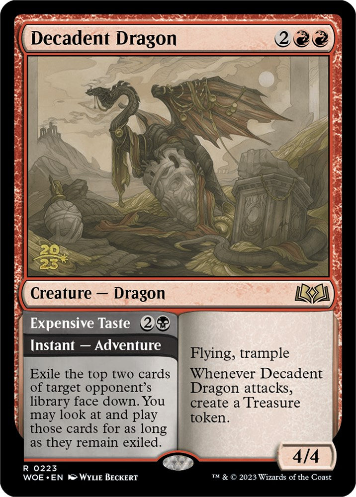 Decadent Dragon // Expensive Taste [Wilds of Eldraine Prerelease Promos] - Trinity Hobby