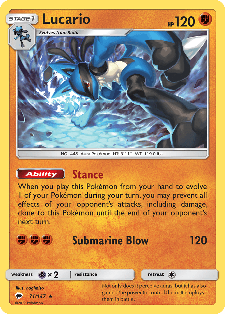 Lucario (71/147) [Sun & Moon: Burning Shadows] - Trinity Hobby