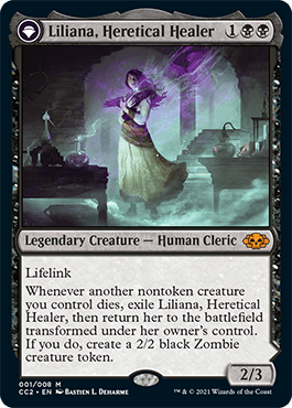 Liliana, Heretical Healer // Liliana, Defiant Necromancer [Commander Collection: Black] - Trinity Hobby