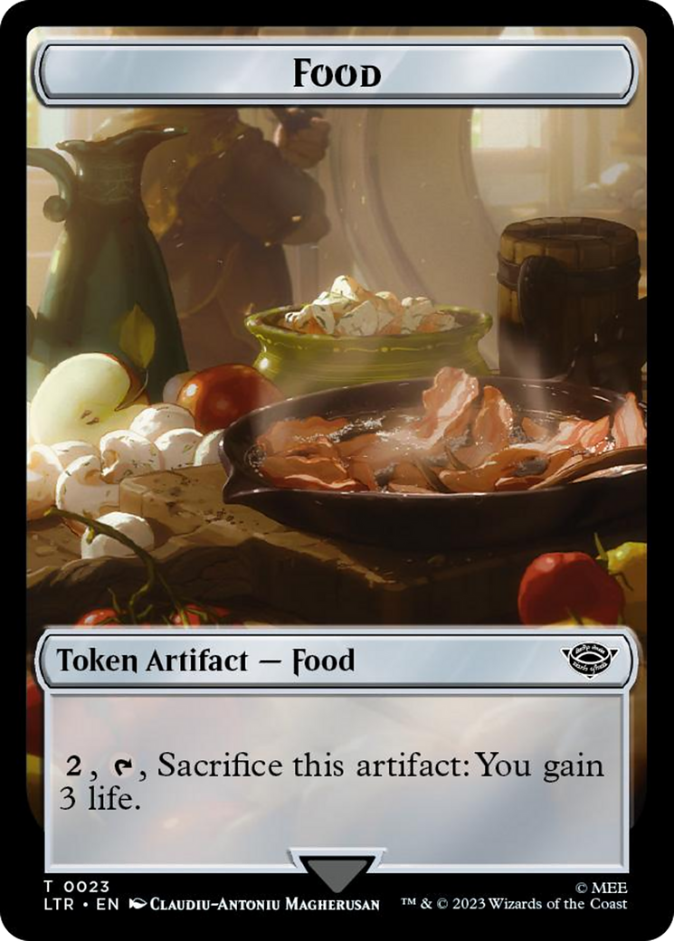 Treasure // Food (0023) Double-Sided Token (Surge Foil) [The Lord of the Rings: Tales of Middle-Earth Tokens] - Trinity Hobby