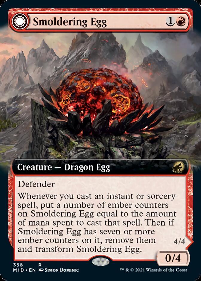 Smoldering Egg // Ashmouth Dragon (Extended Art) [Innistrad: Midnight Hunt] - Trinity Hobby