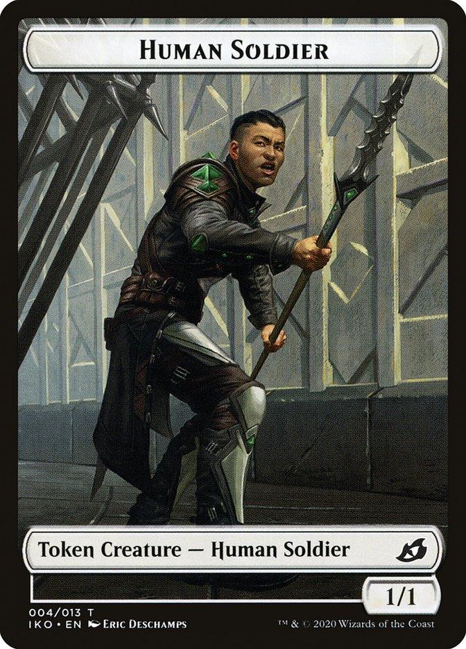 Dinosaur Beast // Human Soldier (004) Double-Sided Token [Ikoria: Lair of Behemoths Tokens] - Trinity Hobby