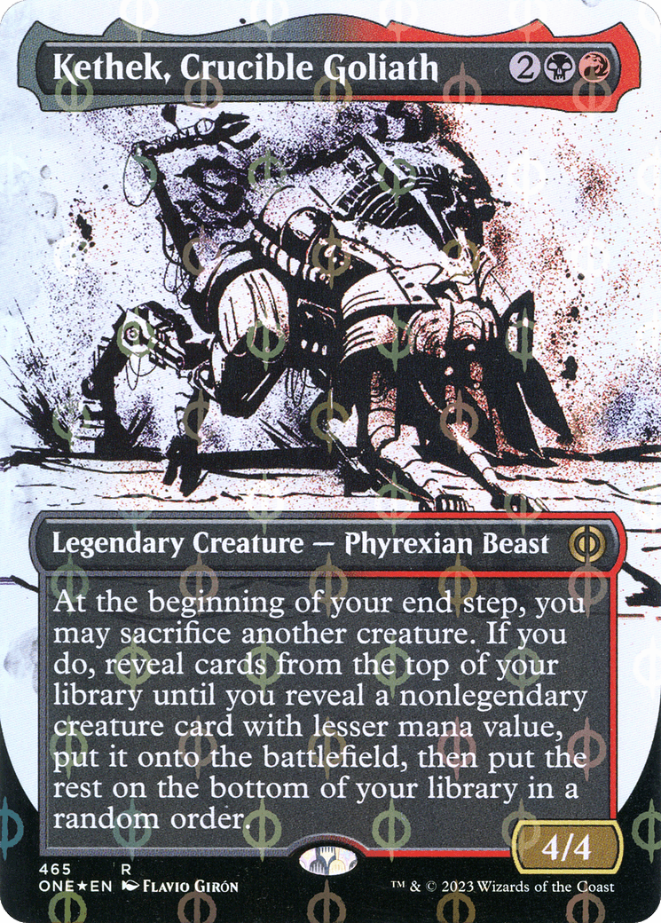 Kethek, Crucible Goliath (Borderless Ichor Step-and-Compleat Foil) [Phyrexia: All Will Be One] - Trinity Hobby