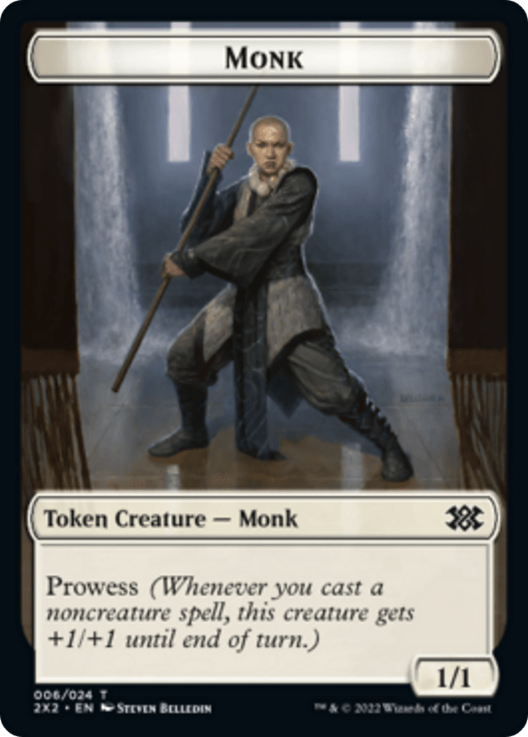 Boar // Monk Double-Sided Token [Double Masters 2022 Tokens] - Trinity Hobby