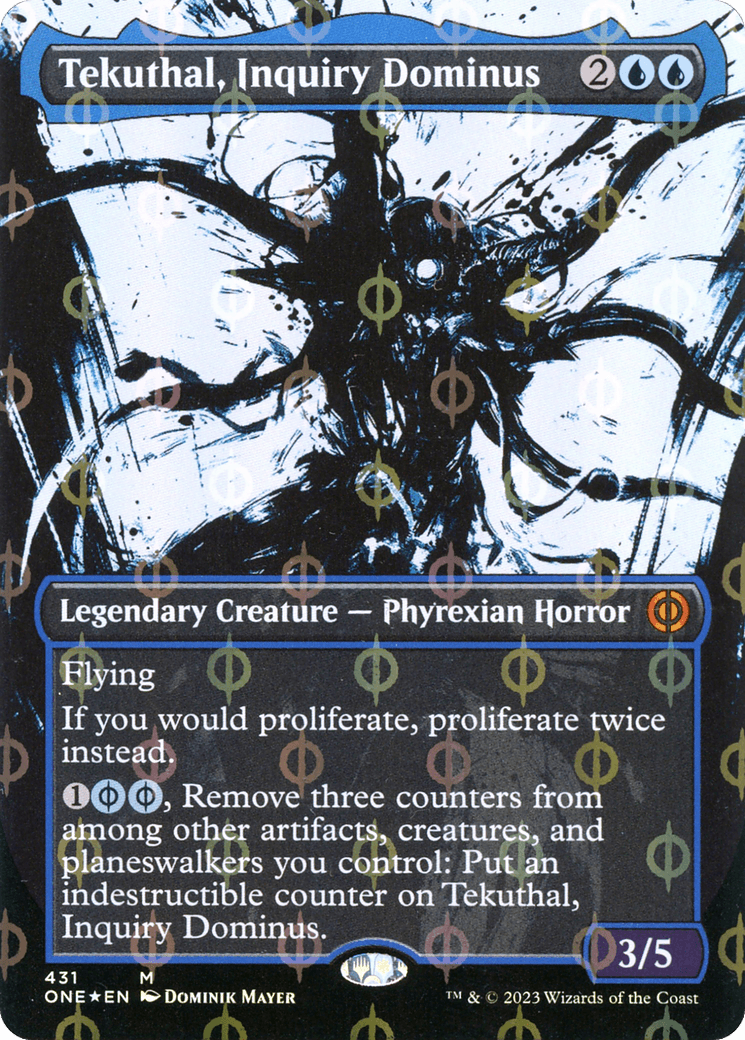 Tekuthal, Inquiry Dominus (Borderless Ichor Step-and-Compleat Foil) [Phyrexia: All Will Be One] - Trinity Hobby