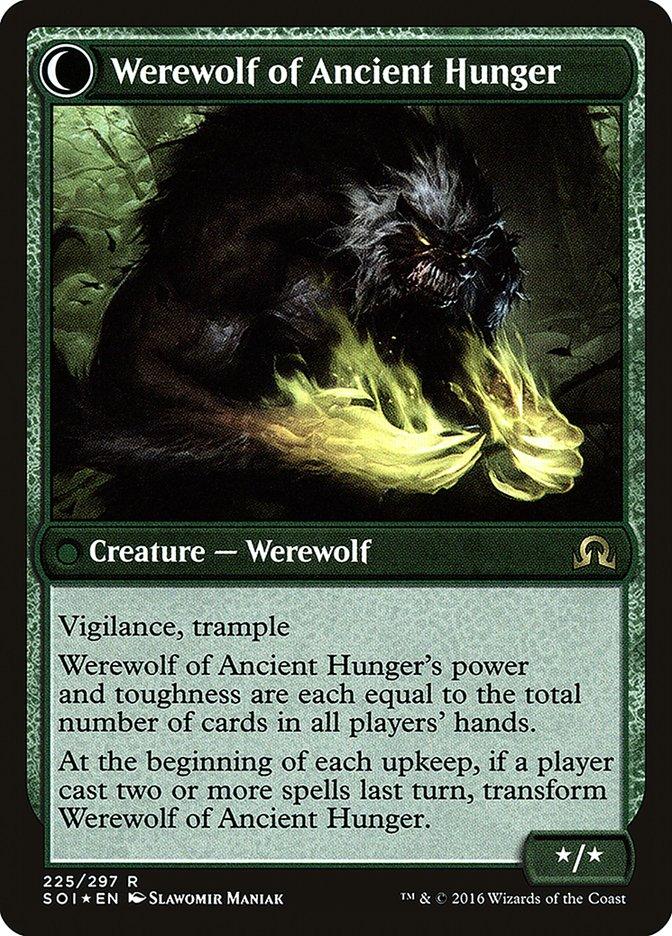Sage of Ancient Lore // Werewolf of Ancient Hunger [Shadows over Innistrad Prerelease Promos] - Trinity Hobby