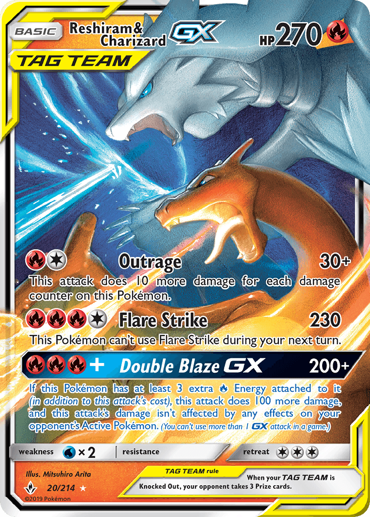 Reshiram & Charizard GX (20/214) [Sun & Moon: Unbroken Bonds] - Trinity Hobby