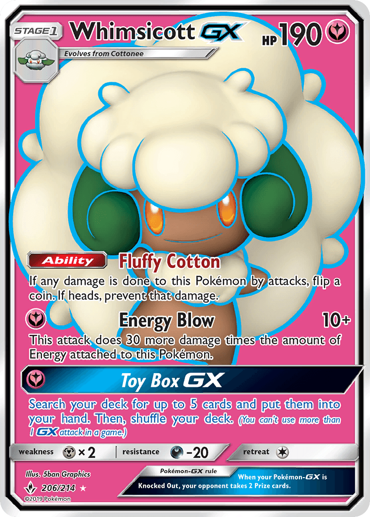 Whimsicott GX (206/214) [Sun & Moon: Unbroken Bonds] - Trinity Hobby