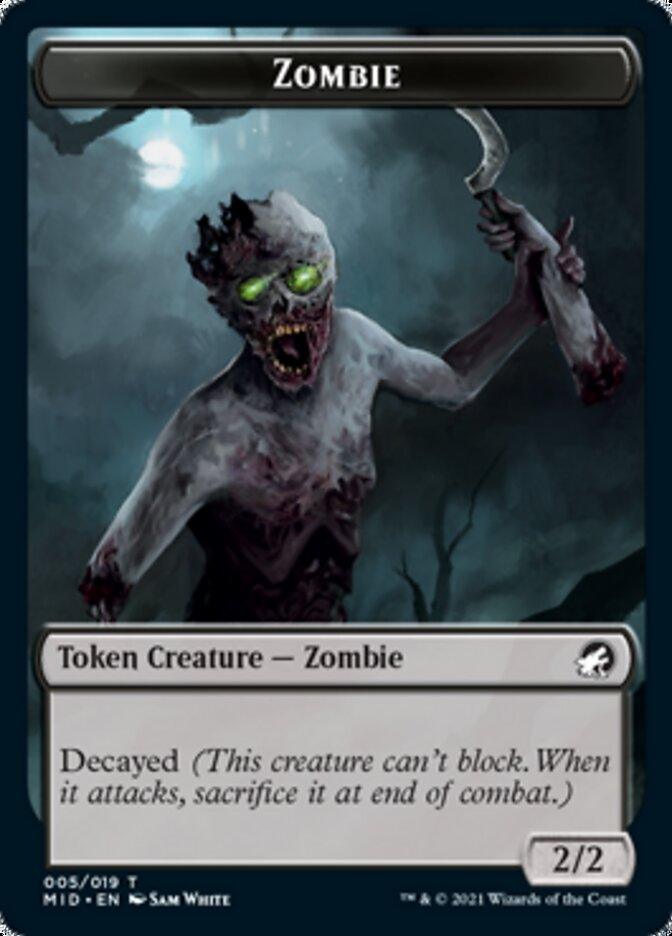 Zombie (005) // Wrenn and Seven Emblem Double-Sided Token [Innistrad: Midnight Hunt Tokens] - Trinity Hobby