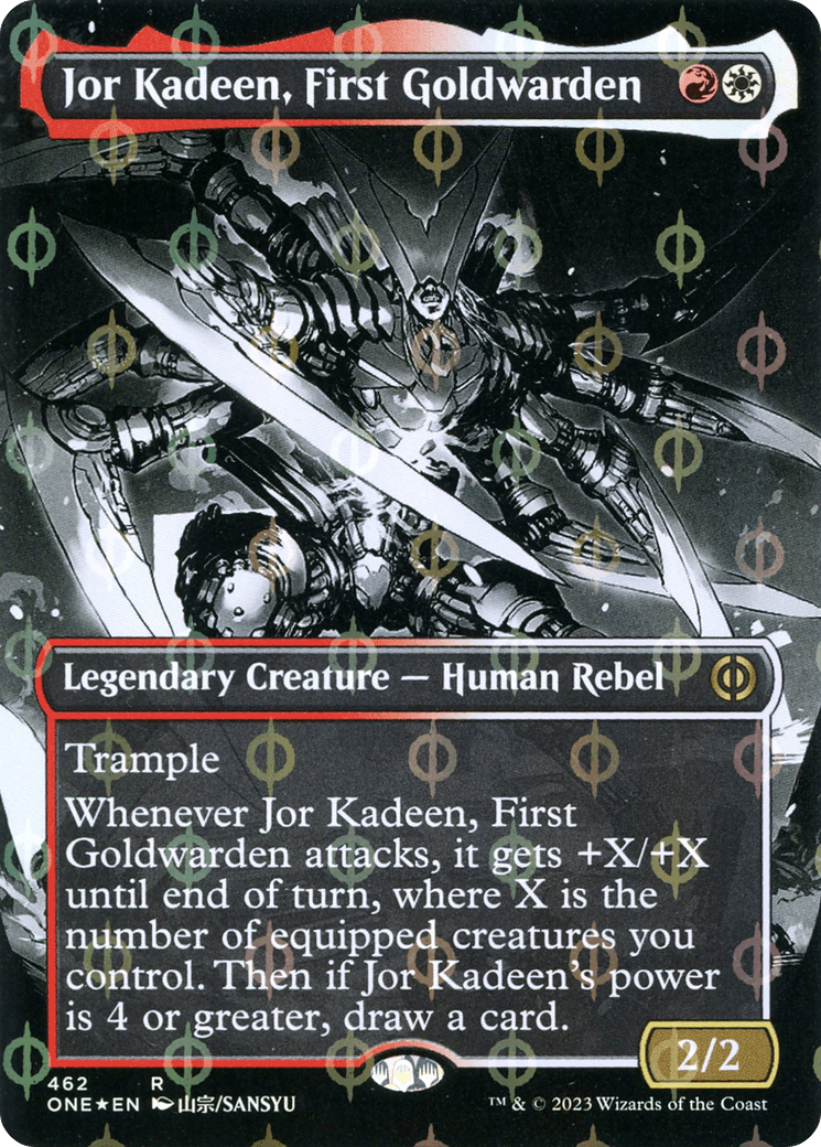 Jor Kadeen, First Goldwarden (Borderless Manga Step-and-Compleat Foil) [Phyrexia: All Will Be One] - Trinity Hobby