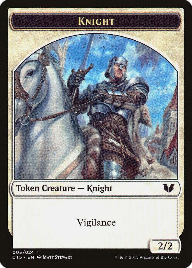 Knight (005) // Spirit (023) Double-Sided Token [Commander 2015 Tokens] - Trinity Hobby