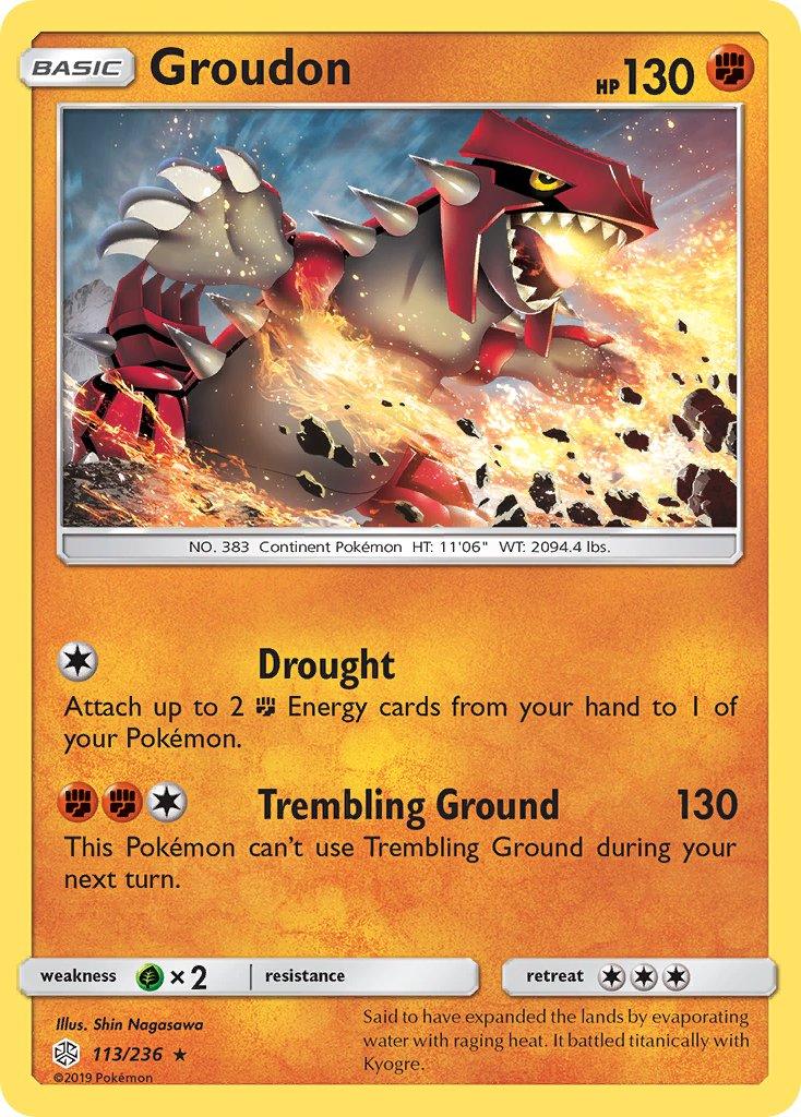 Groudon (113/236) (Cracked Ice Holo) (Theme Deck Exclusive) [Sun & Moon: Cosmic Eclipse] - Trinity Hobby