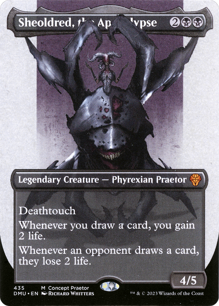 Sheoldred, the Apocalypse (Borderless Concept Praetors) [Phyrexia: All Will Be One] - Trinity Hobby