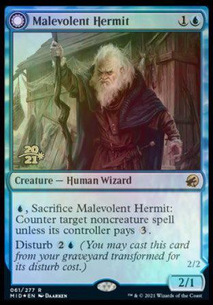 Malevolent Hermit // Benevolent Geist [Innistrad: Midnight Hunt Prerelease Promos] - Trinity Hobby