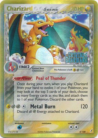 Pokemon Trading Card Charizard (4/100) (Delta Species) (Stamped) [EX: Crystal Guardians]