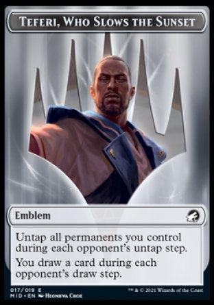 Clue // Teferi, Who Slows the Sunset Emblem Double-Sided Token [Innistrad: Midnight Hunt Tokens] - Trinity Hobby