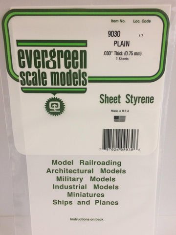 Evergreen: Evergreen SHEETS .75mm thick 6x12 2/pk - Trinity Hobby