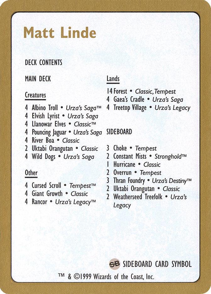 Matt Linde Decklist [World Championship Decks 1999] - Trinity Hobby