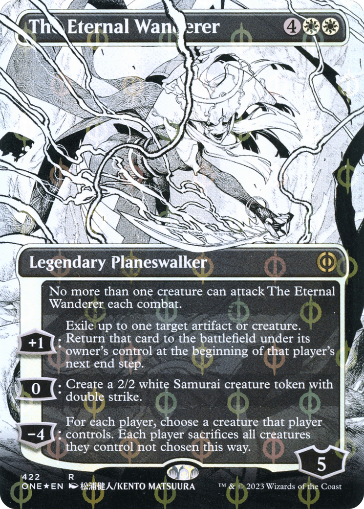The Eternal Wanderer (Borderless Manga Step-and-Compleat Foil) [Phyrexia: All Will Be One] - Trinity Hobby
