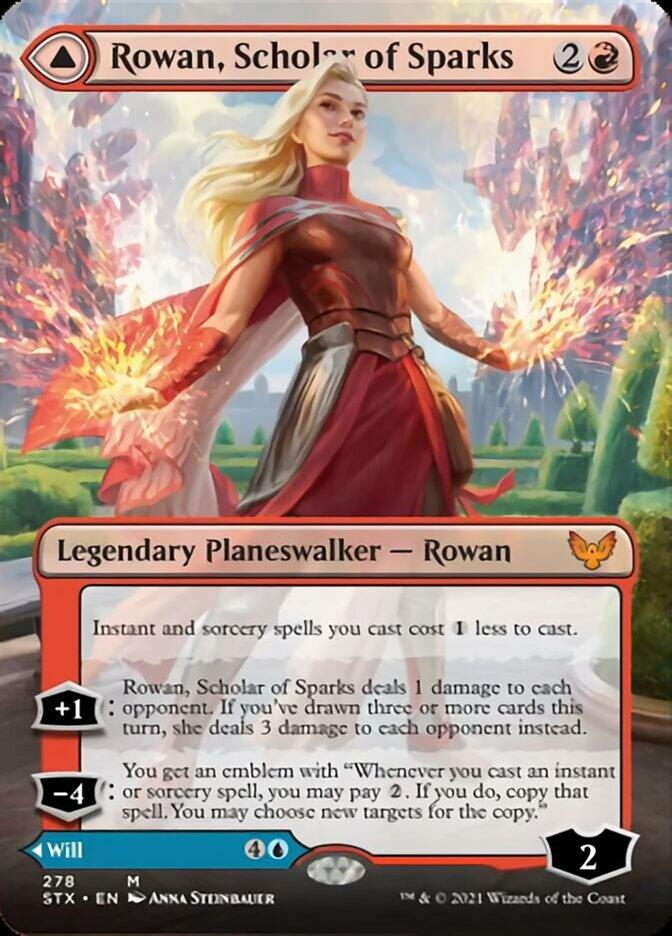 Rowan, Scholar of Sparks // Will, Scholar of Frost (Borderless) [Strixhaven: School of Mages] - Trinity Hobby