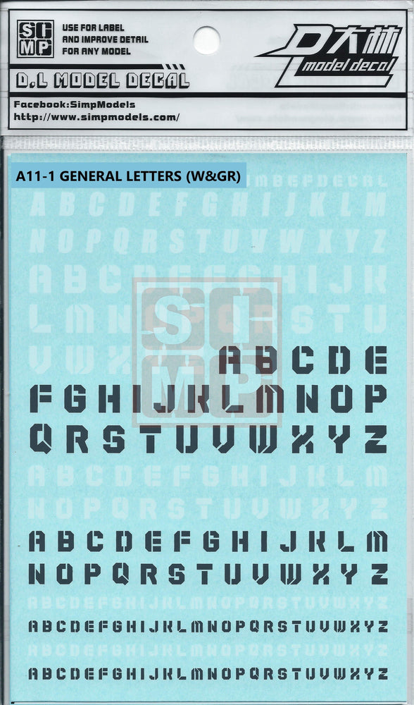 SIMP: SIMP A11-1 General Letters(White & Grey) - Trinity Hobby