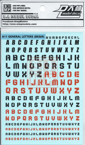 SIMP: SIMP A11 General Letters( Black & Red) - Trinity Hobby