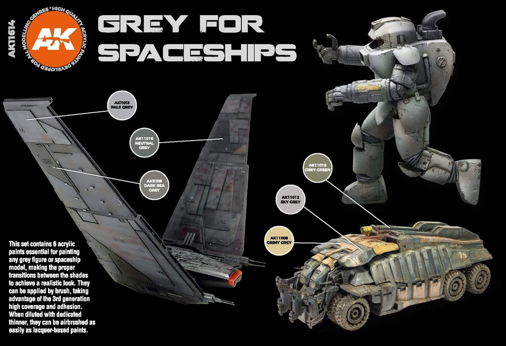 AK Interactive: AK Interactive Grey for Spaceships Set - Trinity Hobby