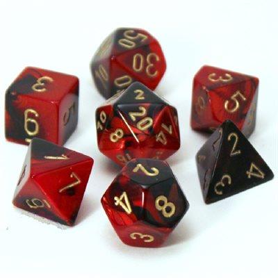 Gemini® Polyhedral Black-Red/gold 7-Die Set - Trinity Hobby