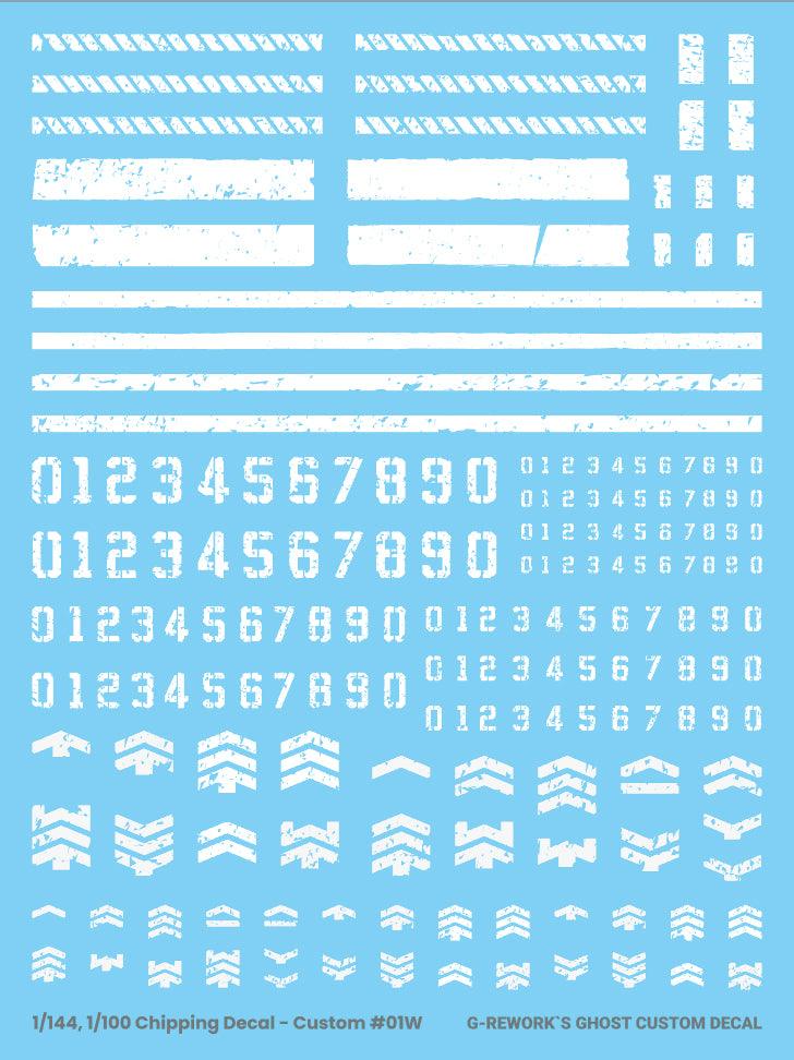 G-Rework CHIPPING DECAL CUSTOM 01 WHITE Water Decal - Trinity Hobby
