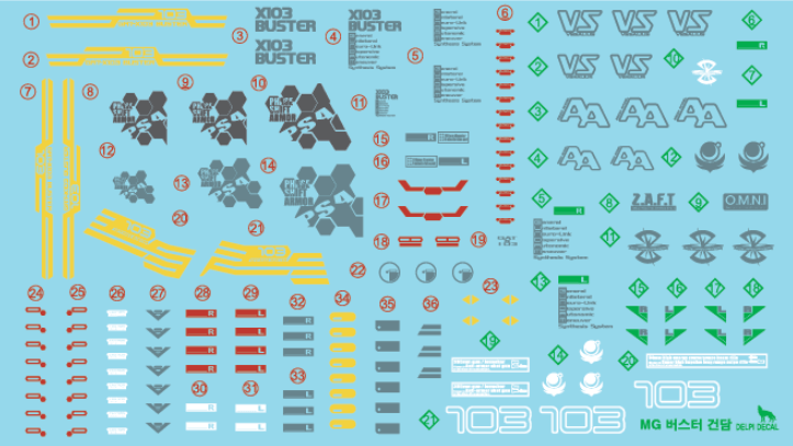 Delpi Decals: MG Buster Water Decal - Trinity Hobby
