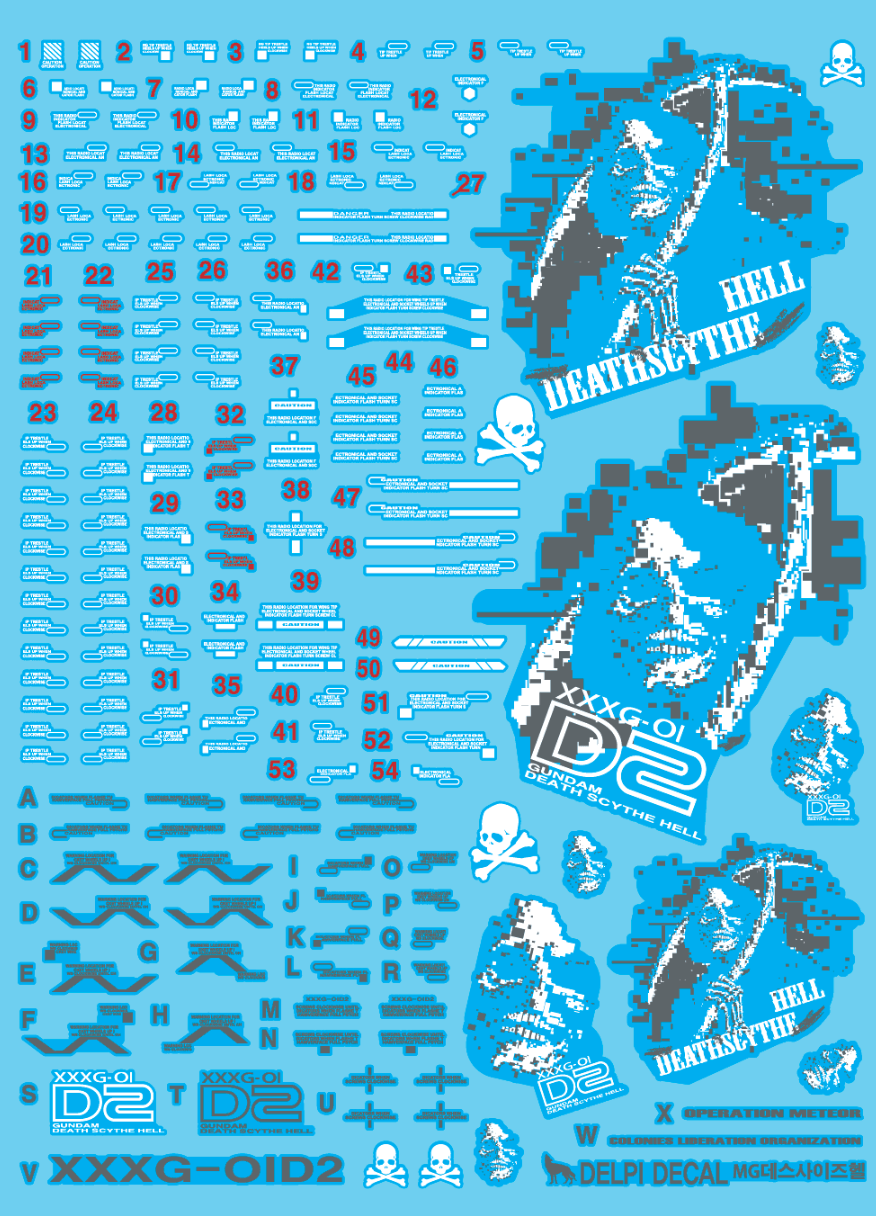 Delpi Decals: MG Deathscythe Hell Water Decal - Trinity Hobby
