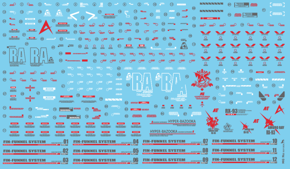 Delpi Decals: MG RX-93 Nu Water Decal - Trinity Hobby