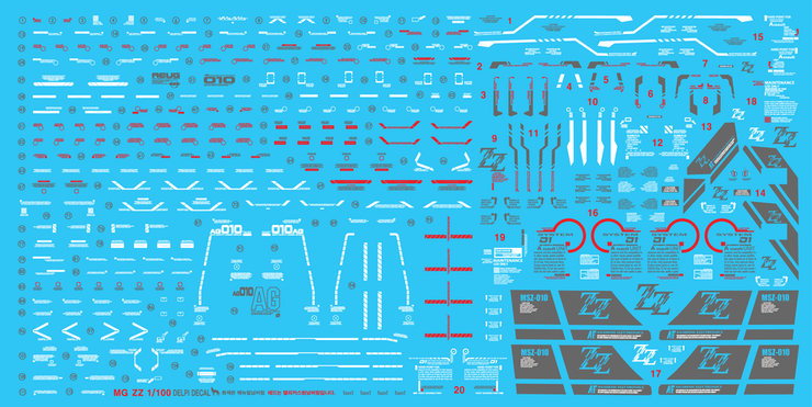 MG ZZ Ver. Ka WATER DECAL (Normal) - Trinity Hobby