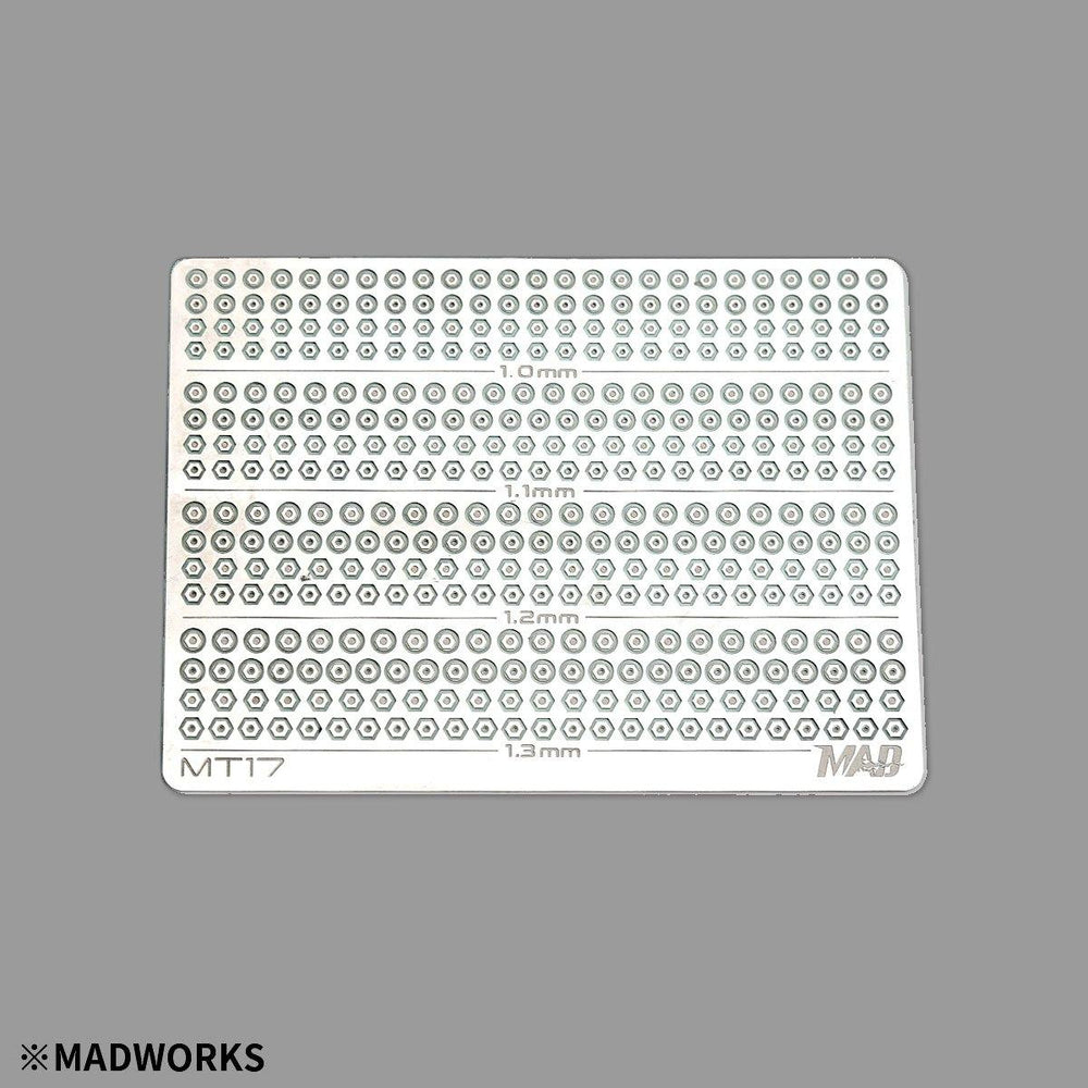 Madworks: MADWORKS MT16 NUTS AND BOLTS PHOTO-ETCHED 1.0-1.3MM - Trinity Hobby